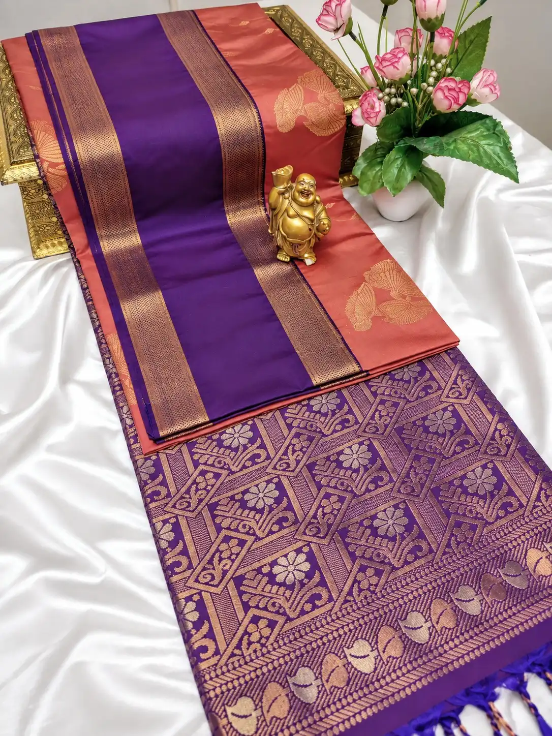 Kattam Jari Pallu Semi Kanchipuram Silk Saree